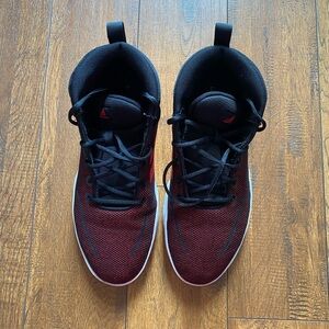 adidas Men's OwnTheGame Basketball Shoe, Black/Red/White, 11 M US